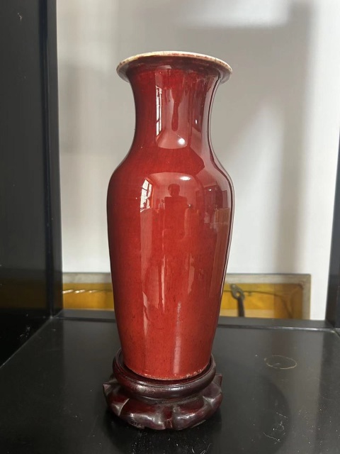 古玩陶瓷清中晚期窯變紅釉瓶拍賣,當前價格11000元