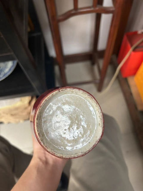 古玩陶瓷清中晚期窯變紅釉瓶拍賣,當前價格11000元