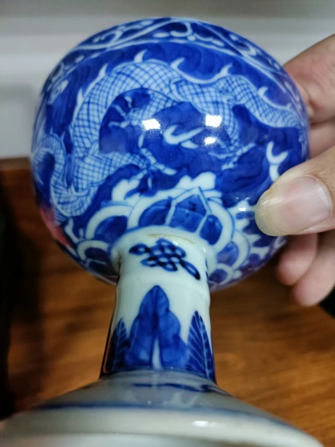 古玩陶瓷道光龍紋青花高足杯拍賣，當前價格8888元