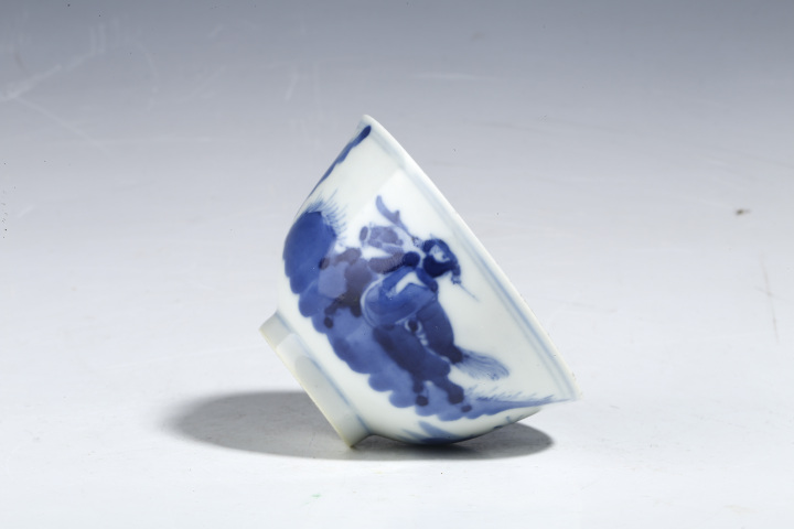 古玩陶瓷晚清·青花狩獵圖杯拍賣，當前價格1800元
