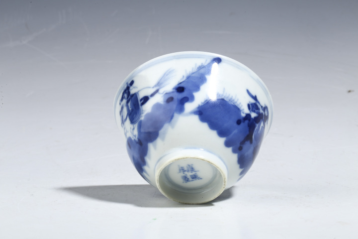 古玩陶瓷晚清·青花狩獵圖杯拍賣，當前價格1800元
