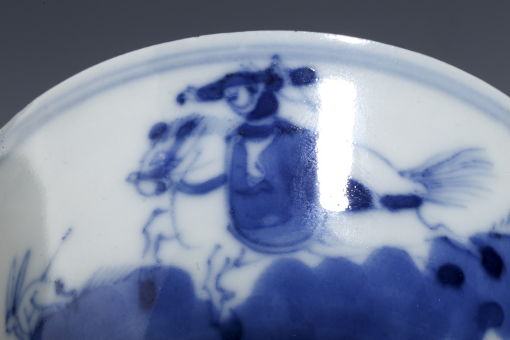 古玩陶瓷晚清·青花狩獵圖杯拍賣，當前價格1800元