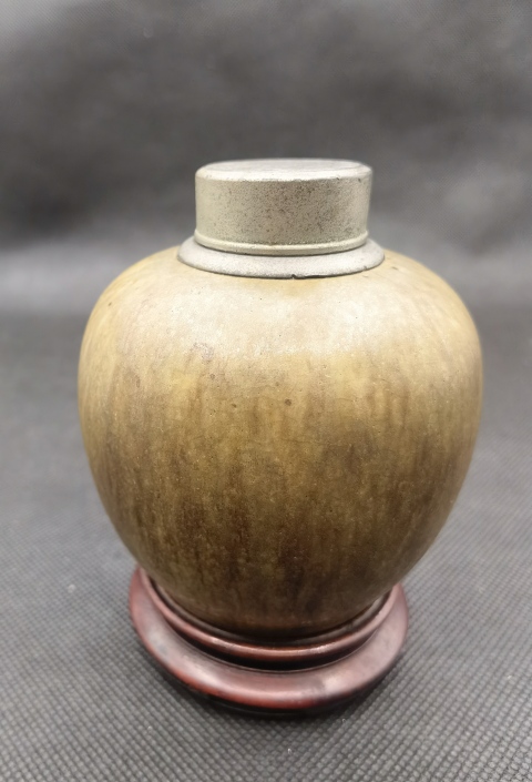 古玩陶瓷淄博窯茶葉末釉茶葉罐拍賣，當前價格1580元