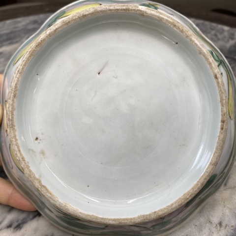 古玩陶瓷清末民初.花蝶紋粉彩碗拍賣,當前價格80元