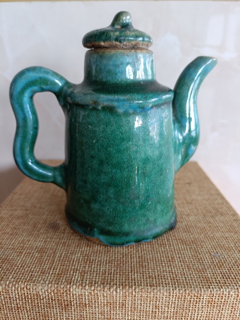 古玩陶瓷晚清寶石綠.綠釉執壺拍賣，當前價格298元