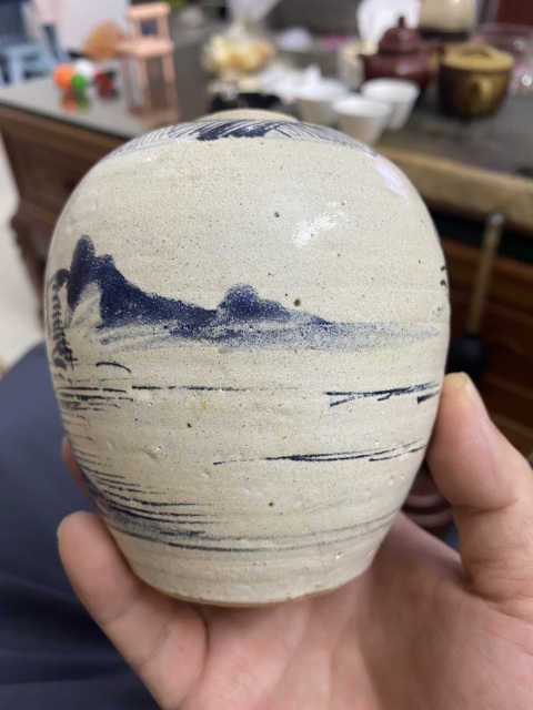 古玩陶瓷清乾隆山水紋青花罐拍賣,當前價格1380元