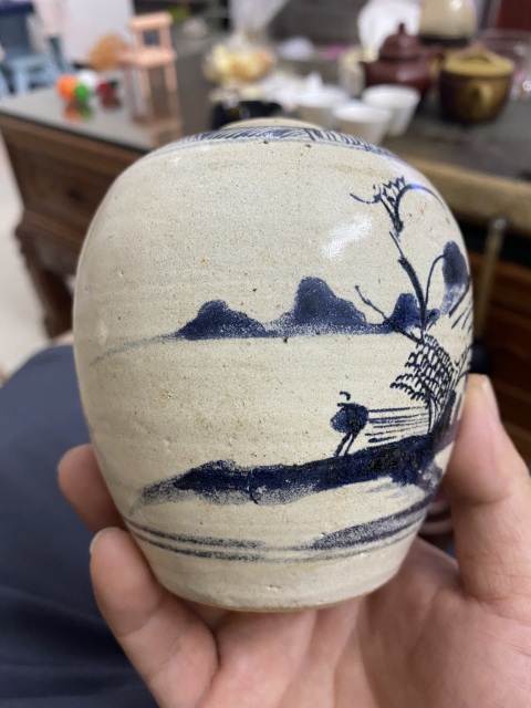古玩陶瓷清乾隆山水紋青花罐拍賣,當前價格1380元