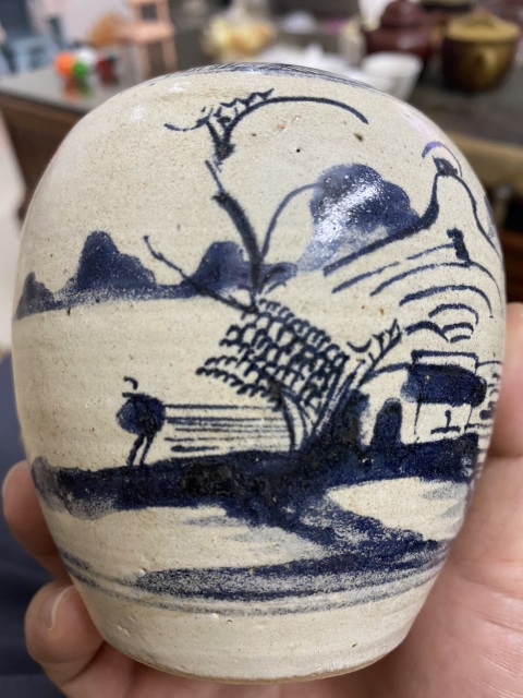 古玩陶瓷清乾隆山水紋青花罐拍賣,當前價格1380元