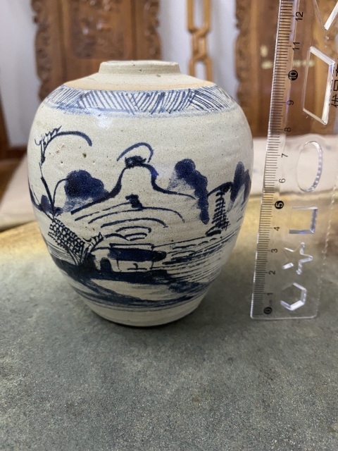 古玩陶瓷清乾隆山水紋青花罐拍賣,當前價格1380元
