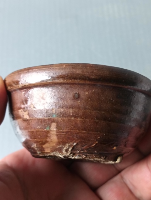 古玩陶瓷明末清初.褐釉茶碗拍賣,當前價格118元