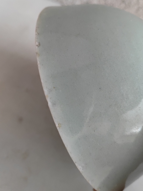 古玩陶瓷豆青釉茶碗拍賣,當前價格550元