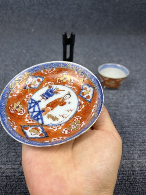 古玩陶瓷青花礬紅人物杯盤拍賣,當前價格2388元