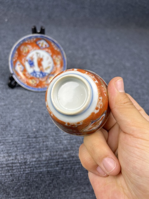 古玩陶瓷青花礬紅人物杯盤拍賣,當前價格2388元