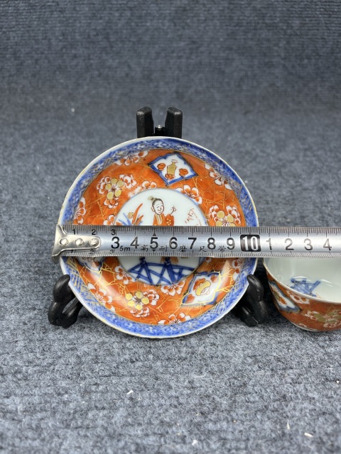 古玩陶瓷青花礬紅人物杯盤拍賣,當前價格2388元