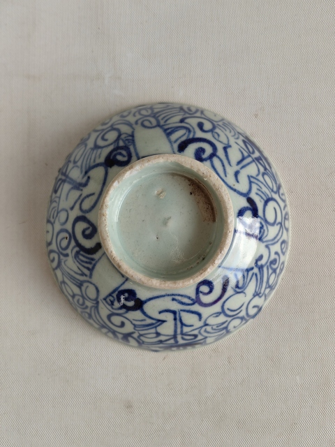 古玩陶瓷青花淡描花卉紋喜字碗拍賣，當前價格298元
