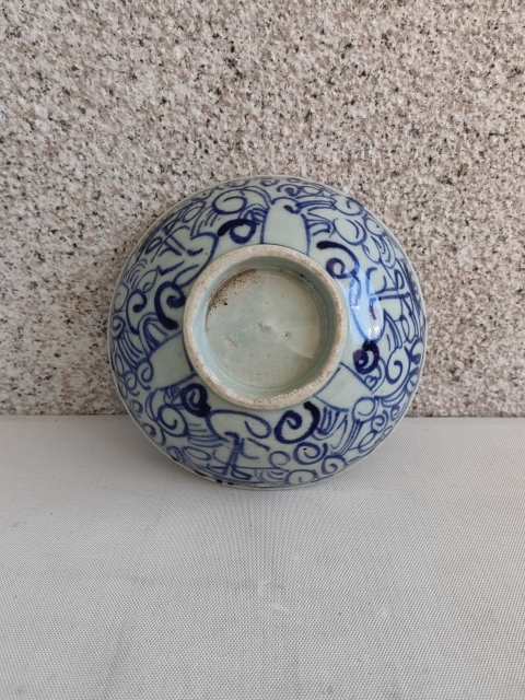 古玩陶瓷青花淡描花卉紋喜字碗拍賣，當前價格298元