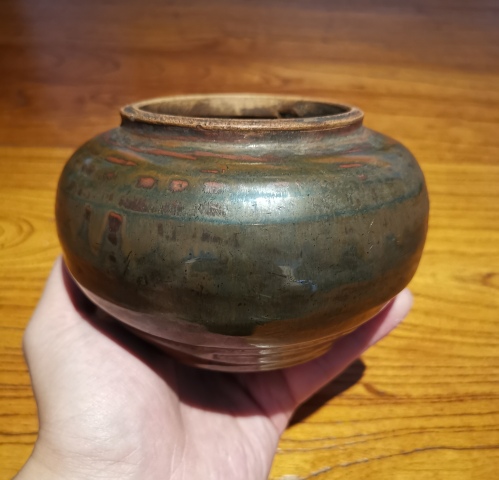 古玩陶瓷明紫金釉窯變茶入拍賣,當前價格1388元