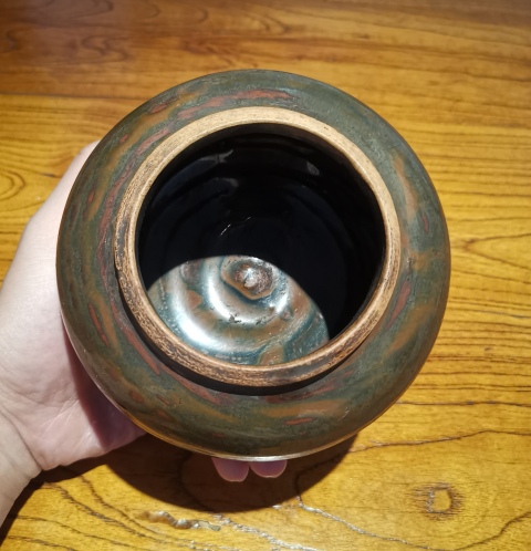 古玩陶瓷明紫金釉窯變茶入拍賣,當前價格1388元