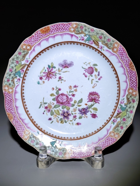 古玩陶瓷乾隆細路廣彩花卉盤拍賣，當前價格2200元