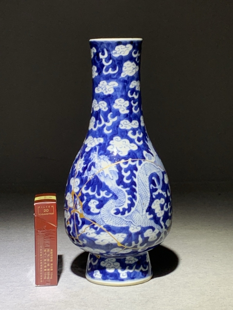 古玩陶瓷清光緒龍紋青花丹瓶拍賣,當前價格1388元