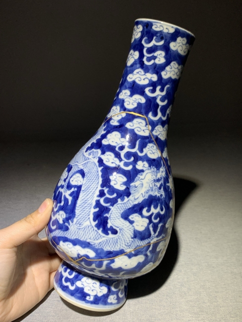 古玩陶瓷清光緒龍紋青花丹瓶拍賣,當前價格1388元