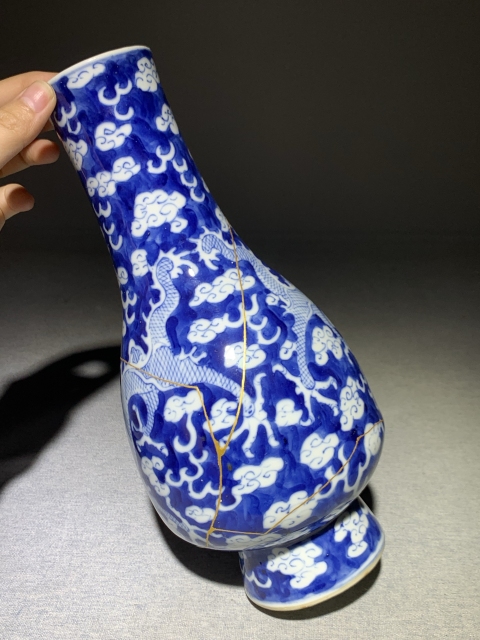 古玩陶瓷清光緒龍紋青花丹瓶拍賣,當前價格1388元