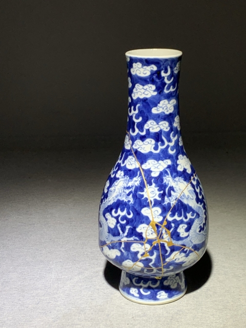 古玩陶瓷清光緒龍紋青花丹瓶拍賣,當前價格1388元