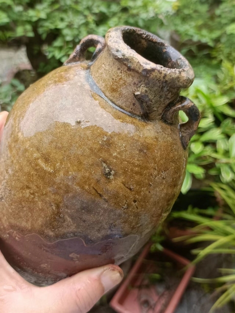 古玩陶瓷唐代褐釉雙系罐拍賣,當前價格399元