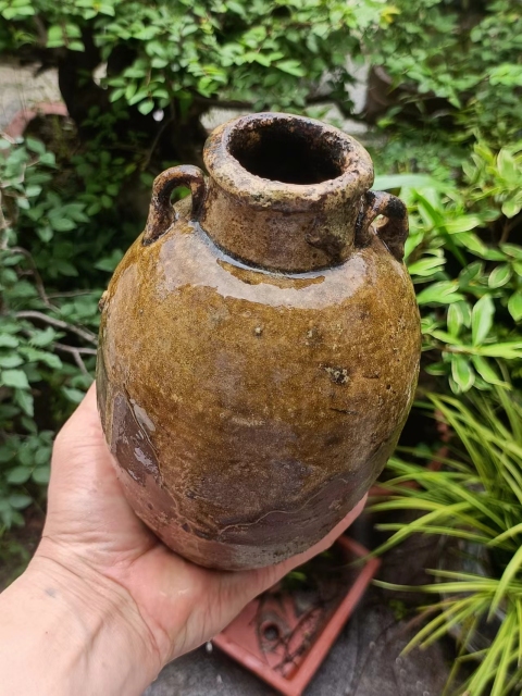 古玩陶瓷唐代褐釉雙系罐拍賣,當前價格399元