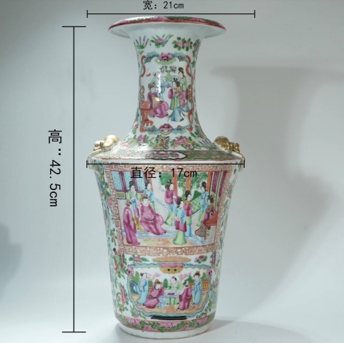 古玩陶瓷廣彩人物故事圖賞瓶拍賣,當前價格21000元