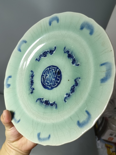 古玩陶瓷清代中期五福同壽大盤拍賣,當(dāng)前價(jià)格800元