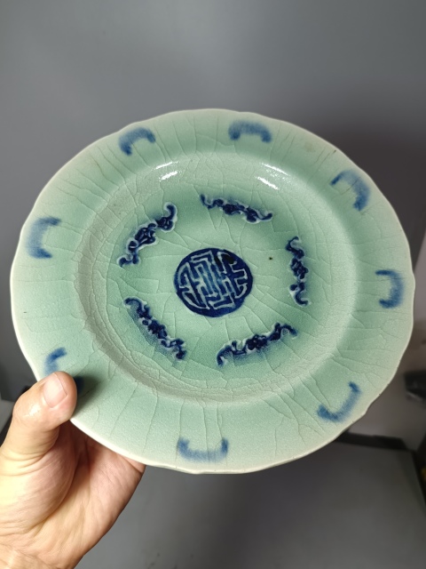 古玩陶瓷清代中期五福同壽大盤拍賣,當(dāng)前價(jià)格800元