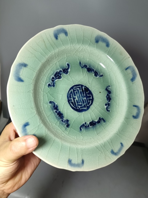 古玩陶瓷清代中期五福同壽大盤拍賣,當(dāng)前價(jià)格800元