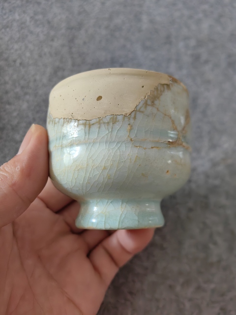 古玩陶瓷南宋-湖田窯高足杯拍賣，當(dāng)前價格800元