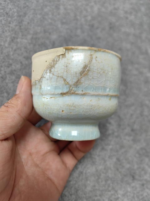 古玩陶瓷南宋-湖田窯高足杯拍賣，當(dāng)前價格800元