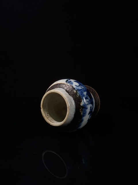古玩陶瓷哥釉地鐵銹釉青花罐拍賣，當(dāng)前價(jià)格960元