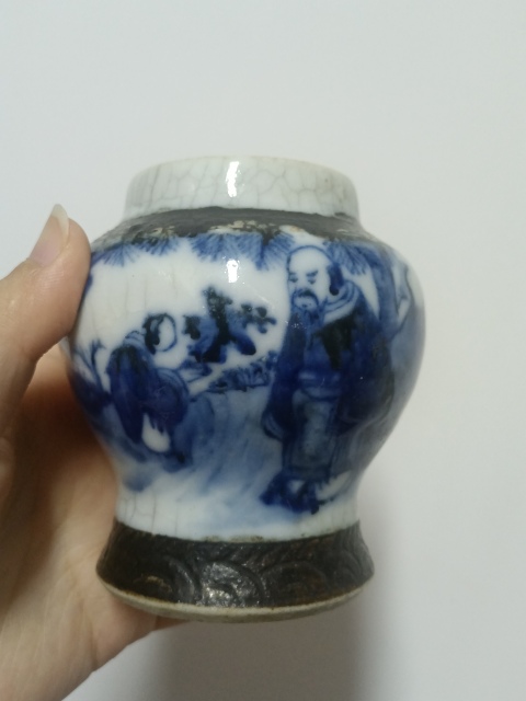 古玩陶瓷哥釉地鐵銹釉青花罐拍賣，當(dāng)前價(jià)格960元