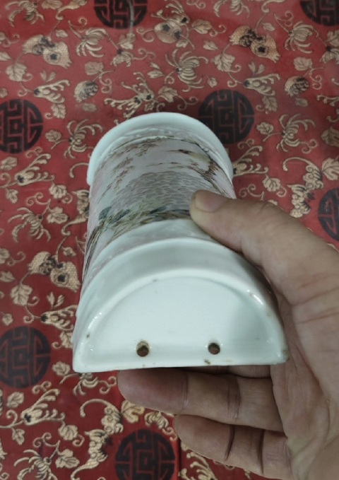 古玩陶瓷清晚期 淺絳彩花鳥紋壁瓶拍賣,當前價格3600元