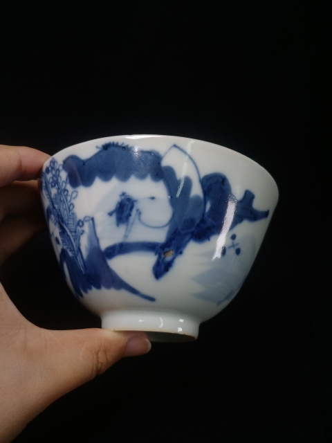 古玩陶瓷樵漁耕讀山水紋青花蓋杯拍賣(mài)，當(dāng)前價(jià)格1088元