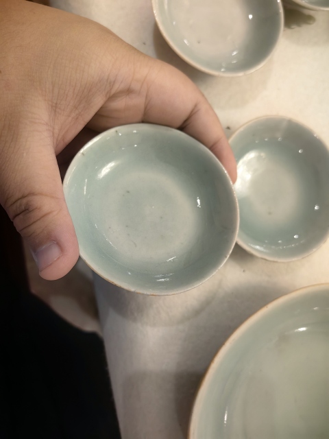 古玩陶瓷豆青釉碟拍賣，當前價格350元