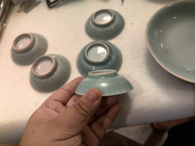 古玩陶瓷豆青釉碟拍賣，當前價格350元