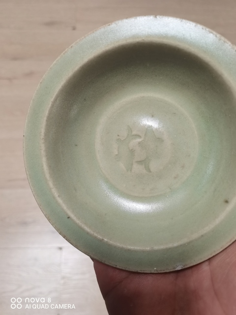 古玩陶瓷元末明初·青釉模印雙魚紋折沿洗真品鑒賞圖