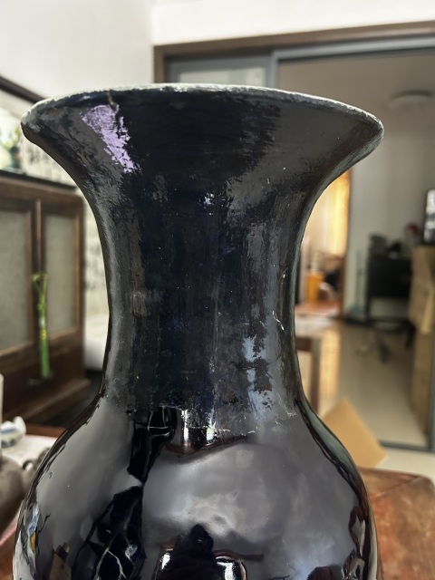 古玩陶瓷清 晚期藍釉撇口瓶拍賣,當前價格666元