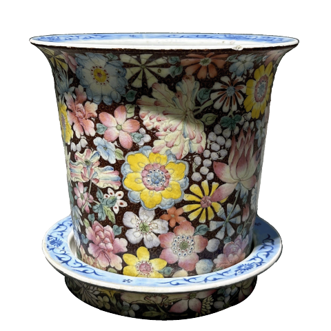 域鉴古玩】大清乾隆年制款百花不落地粉彩花盆鉴定结果_大清乾隆