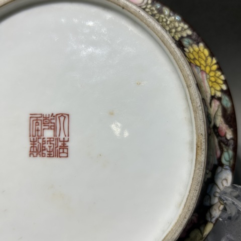 乾隆年製 中国美術 粉彩百花不落地/花詰 28cm 大皿 盛皿 中国美術 大清乾隆年製 青花杯洗 口径13.8㎝ 東Y7-0730⭐︎2F