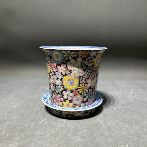 乾隆年製 中国美術 粉彩百花不落地/花詰 28cm 大皿 盛皿 域鉴古玩】大清乾隆年制款百花不落地粉彩花盆鉴定结果_大清乾隆