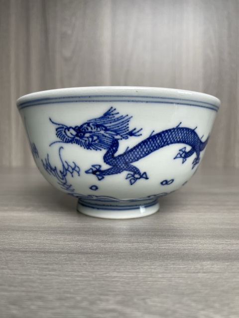 晚清民國 青花云龍紋茶碗拍賣，當前價格550元