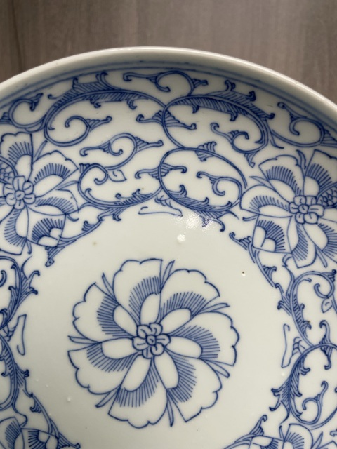 古玩陶瓷清嘉慶 精品青花淡描纏枝蓮紋盤(官窯紋飾)拍賣,當(dāng)前價(jià)格1600元