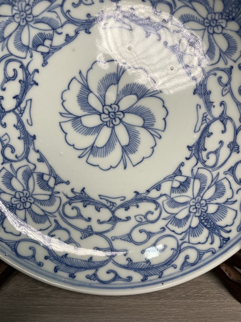 古玩陶瓷清嘉慶 精品青花淡描纏枝蓮紋盤(官窯紋飾)拍賣,當(dāng)前價(jià)格1600元