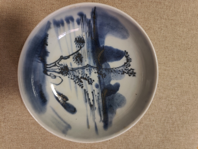 古玩陶瓷康熙.景德鎮山水紋青花盤拍賣,當前價格600元